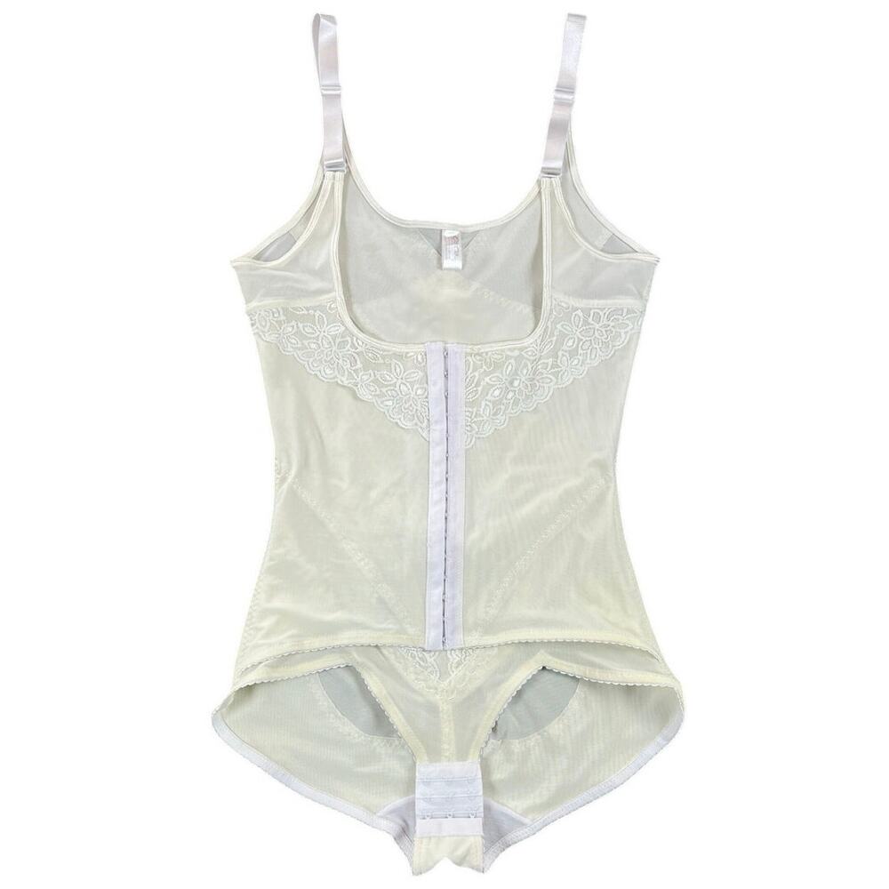 CoCo Secret Shapewear Bodysuit Ivory Lace Firm Control Open Bust Slimming - XL